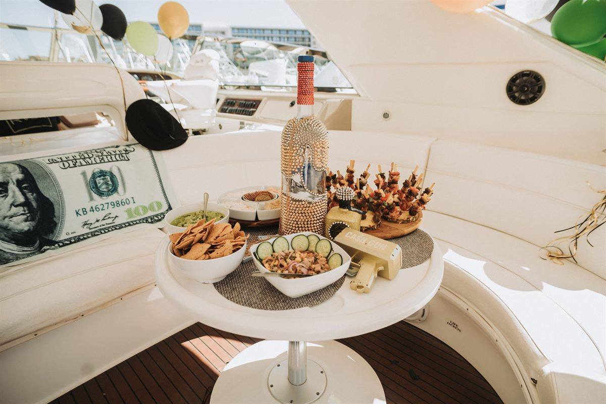 Lunch served on board a private yacht charter in Cabo San Lucas